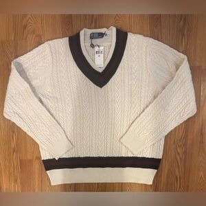 Polo Ralph Lauren Men’s Iconic Cricket Sweater, SLIM White Wool Alpaca, Size XXL